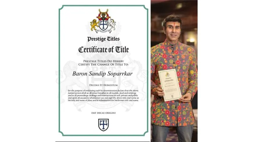 Distinguished Dance Pioneer: Sandip Soparrkar Honored with Baron Title in London