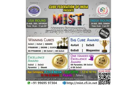 Cube Federation of India and Mindgamez Announce MIST 2025 Monsoon SpeedCubing Tournament