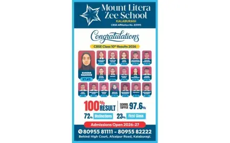 Mount Litera Zee School, Kalaburagi Achieves 100 Percent Result in First CBSE Class X Batch